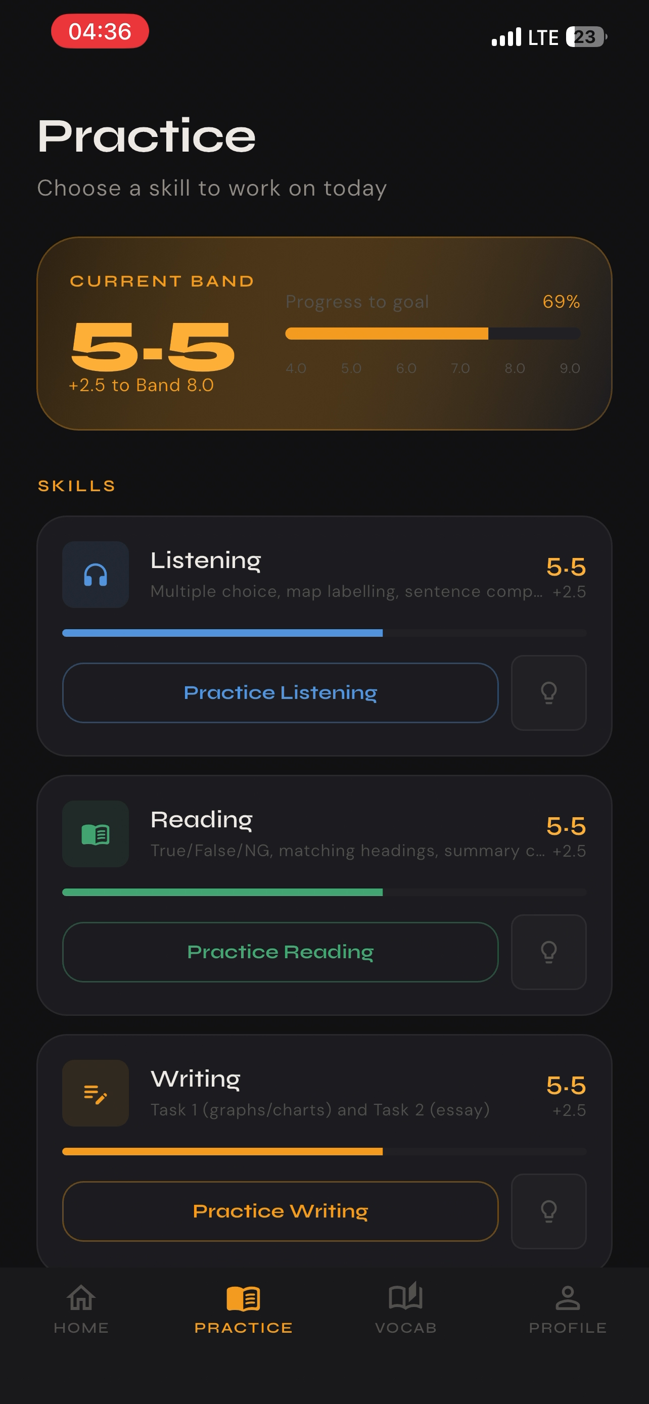 LEXION practice — all four skills